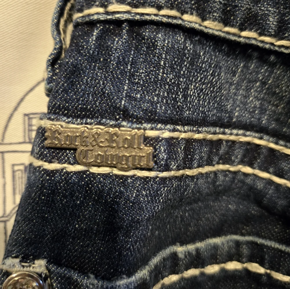 NWOT Women's Rock And Roll Cowgirl Low Rise Wide Leg Jeans Size 27x34 - Picture 13 of 14